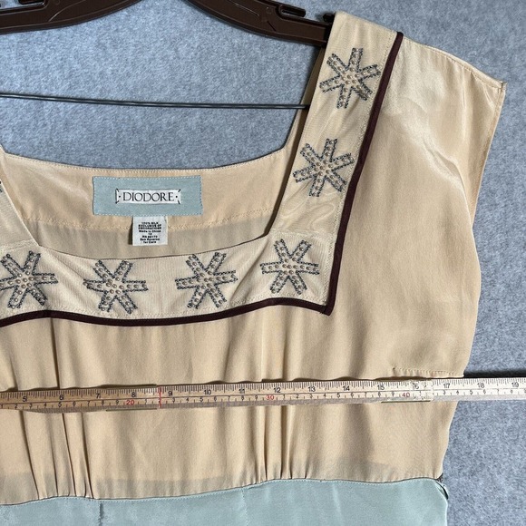 Anthropologie Diodore Dress Womens 12 Romantic Camel Silk Alpine Tie Back - Picture 4 of 16